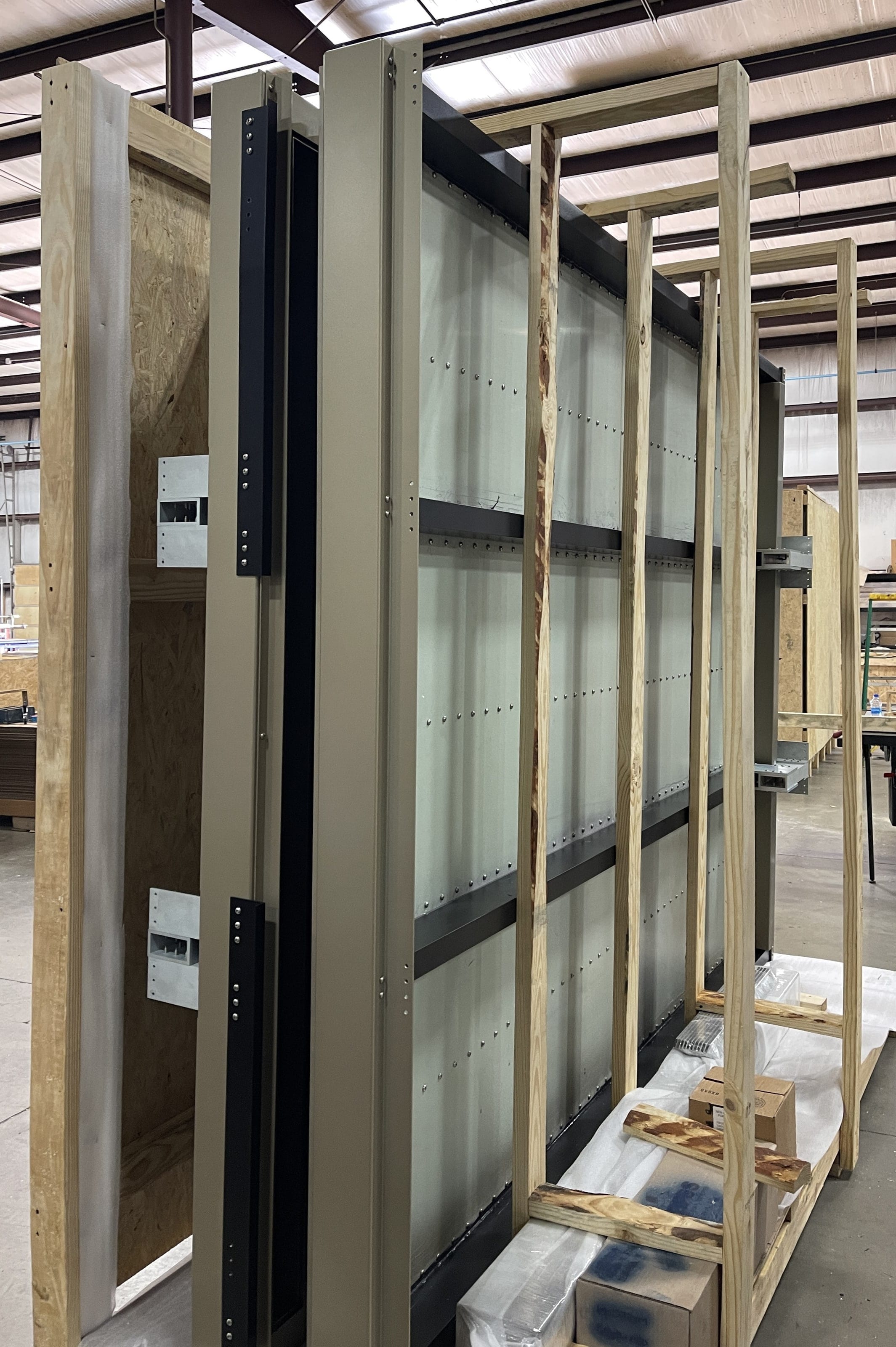 Assembled panel systems for Disney's Hudson Square headquarters crated in the shop