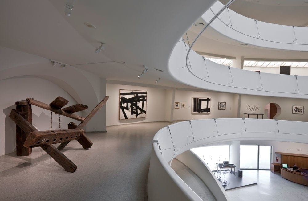 Exhibit inside the Guggenheim Museum's spiral ramps